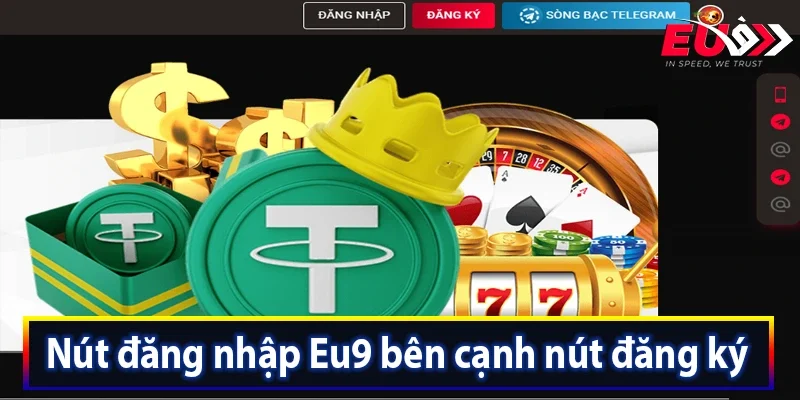 Nút đăng nhập Eu9 bên cạnh nút đăng ký